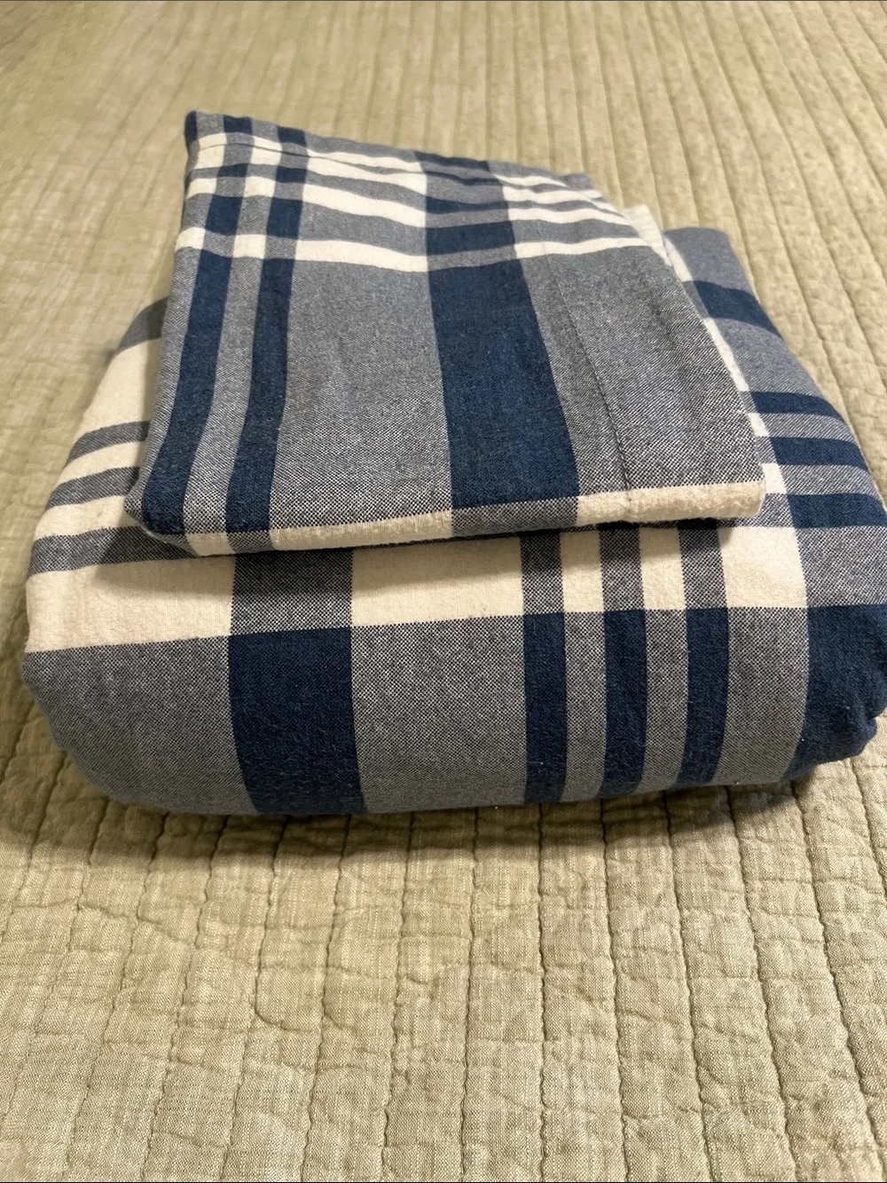 🔥🔥BROOKS BROTHERS Plaid Duvet Set — blue and white